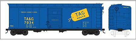 Bowser 40 Single-Door Boxcar TA&G #7036 HO Scale Model Train Freight Car #42737