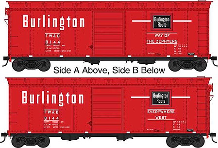 Bowser 40 Steel Side Boxcar FW&D Burlington #8038 HO Scale Model Train Freight Car #42837