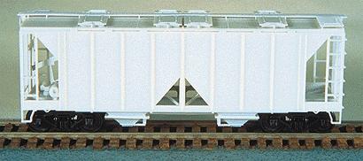 Bowser 70-Ton 2-Bay Open-Side Covered Hopper Undecorated HO Scale Model Train Freight Car #55600