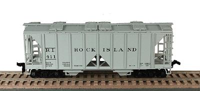 Bowser 70-Ton 2-Bay Open-Side Covered Hopper - Kit Rock Island (gray) - HO-Scale