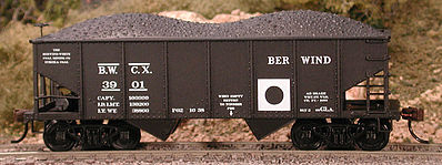Bowser GLa 2-Bay Open Hopper - Kit - Berwind White Coal Co. HO Scale Model Train Freight Car #56884
