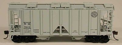 Bowser 70-Ton 2-Bay Covered Hopper Western Maryland HO Scale Model Train Freight Car #56946