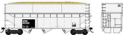 Bowser 70-Ton Offset Wood Chip Hopper GMSR #501305 HO Scale Model Train Freight Car Kit #60233