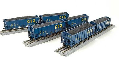 Broadway H2A 3-Bay Hopper w/Load 6-Pack CSX NYC Set A N Scale Model Train Freight Car #3125