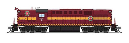 Broadway Alco RSD-15 DM&IR #50 Maroon and Broad Stripe N Scale Model Train Diesel Locomotive #6616