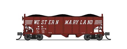 Broadway 3-Bay Hopper car Western Maryland pack A (2) N Scale Model Train Freight Car #7156