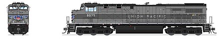Broadway GE ES44AC Union Pacific #8075 2-Tone Gray DCC HO Scale Model Train Diesel Locomotive #7186