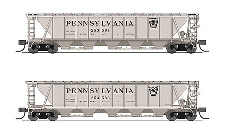Broadway H32 Covered Hopper Pennsylvania RR Gray Pack A N Scale Model Train Freight Car #7252