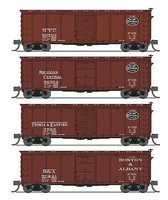 Broadway 40' Steel Boxcar 4 pack A Variety Set NYC.MC,P&E,B&A N Scale Model Train Freight Car #7270