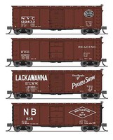 Broadway 40' Steel Boxcar 4 pack C Variety Set NYC, RDG, DLW, NB N Scale Model Train Freight Car #7272