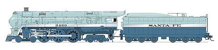 Broadway ATSF Blue Goose #3460 DCC (51-53 Style) HO Scale Model Train Steam Locomotive #7355
