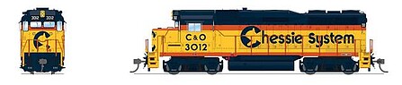 Broadway EMD GP30 Chesapeake & Ohio 3007 Chessie DCC Ready HO Scale Model Train Diesel Locomotive #9566