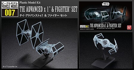Bandai-Star-Wars Star Wars - Tie Advanced x1 & Tie Fighter Science Fiction Plastic Model Kit 1/144 #2322883