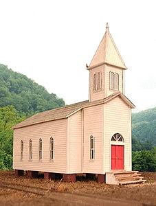 BTS Rural Church - Kit - 3-5/16 x 7-11/16 HO Scale Model Railroad Building #27232