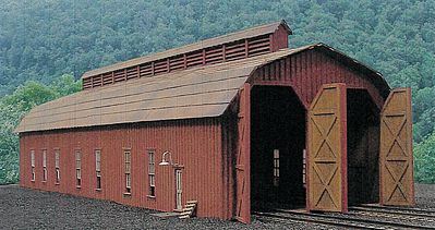 BTS Two-Stall Engine House Kit HO Scale Model Railroad Building #27446