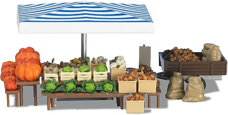 Busch Vegetable Stand - Kit - HO Scale Model Railroad Building Accessory #1070