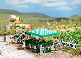 Busch Asparagus Stand w/Accessories Kit HO Scale Model Railroad Trackside Accessory #1074 Busch Asparagus Stand w/Accessories Kit HO Scale Model Railroad Trackside Accessory #1074