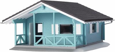 Busch Summer Cottage - Blue HO Scale Model Railroad Building #1080