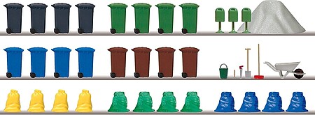 Busch Garbage & Trash Set HO Scale Model Railroad Building Accessory #1136