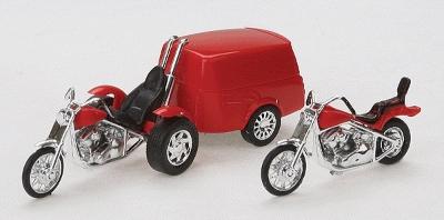 Busch Trike w/Trailer & Motorcycle HO Scale Model Railroad Vehicle #1152