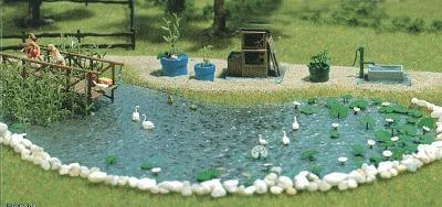 Busch Garden Pond Set - Kit HO Scale Model Railroad Building Accessory #1210