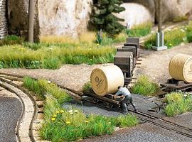 Busch Flatcar w/Paper Roll Load 2-Pack Feldbahn Black (2) HO Scale Model Train Freight Car #12213 Busch Flatcar w/Paper Roll Load 2-Pack Feldbahn Black (2) HO Scale Model Train Freight Car #12213