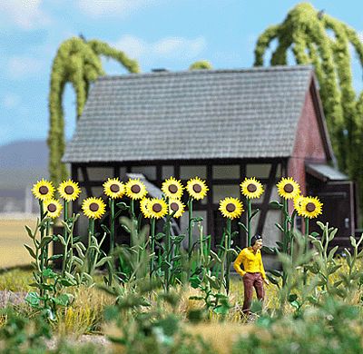 Busch Sunflower Field - Kit pkg(18) HO Scale Model Railroad Grass Earth #1261