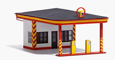 Busch Classic Minol Gas Station - Laser-Cut Kit HO Scale Model Railroad Building #1419