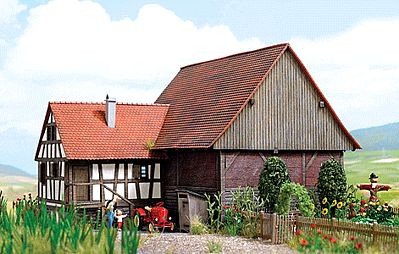 Busch Mennwangen Small Historic Half-Timber Farmhouse - Kit HO Scale Model Railroad Building #1503
