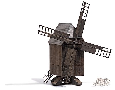 Busch Wood Windmill - Laser-Cut Wood Kit HO Scale Model Railroad Building #1575