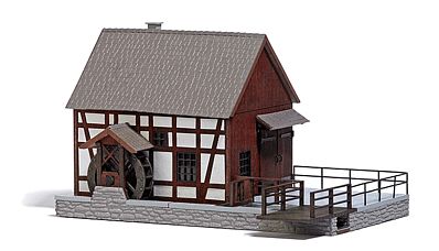 Busch Half-Timbered Water-Powered Mill - Laser-Cut Wood Kit HO Scale Model Railroad Building #1576