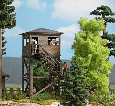 Busch Observation Tower - Laser-Cut Wood Kit HO Scale Model Railroad Building #1585