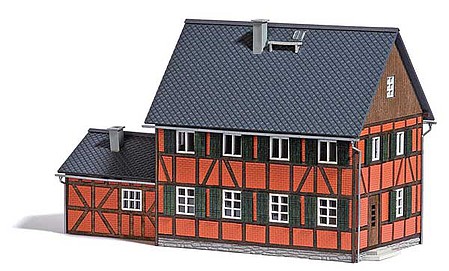 Busch Half-Timber House with Annex Laser-Cut Kit - 6-7/8 x 3-1/4 x 4-1/8  17.5 x 8.3 x 10.5cm