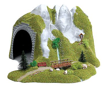 Busch Tunnel With Stream And Wooden Footbridge 36.0 x 26.0cm HO Scale Model Railroad Tunnel #3016
