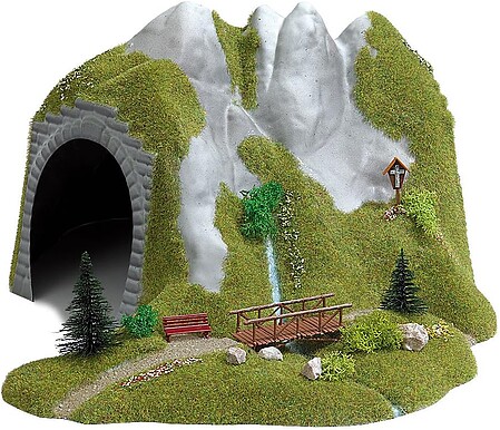 Busch Tunnel With Stream And Wooden Footbridge 36.0 x 26.0cm HO Scale Model Railroad Tunnel #3016