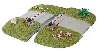 Busch Rlwy Level Xing Curved (2) HO Scale Model Railroad Trackside Accessory #3209