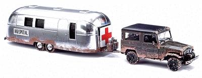 Busch Toyota Land Cruiser w/Airstream Hospital HO Scale Model Railroad Vehicle #43011