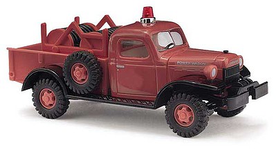 Busch 1945-1968 Dodge Power Wagon 4x4 Pickup Truck with Hose Reel - Assembled Fire Department (red, black)