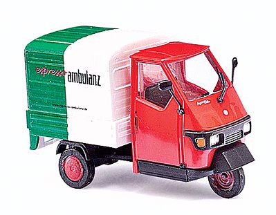 Busch 2006 Piaggio Ape 50 3-Wheel Truck Espresso Ambulanz HO Scale Model Railroad Vehicle #48480