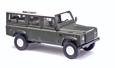 Busch 1983 Land Rover Defender SUV Green, White HO Scale Model Railroad Vehicle #50301