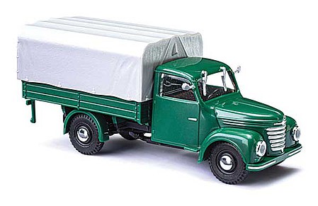 Busch 1957 Framo V901-2 Low-Side Truck with Tarp Cover - Assembled Green