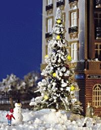 Busch Christmas Tree - w/7 Yellow Lights & Snowman HO Scale Model Railroad Tree #5409