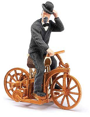 Busch Daimler Reitwagen (Bicycle) with Figure - Assembled Brown