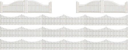 Busch Garden Fence Set 40 w/4 Gates (white) HO Scale Model Railroad Building Accessory #6009