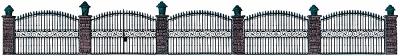 Busch Wrought Iron Fence w/Brick Posts - 25-1/2 HO Scale Model Railroad Building Accessory #6016