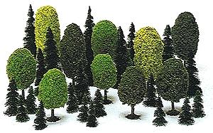 Busch Deciduous/Pine Assortment - pkg(35) HO Scale Model Railroad Tree #6490
