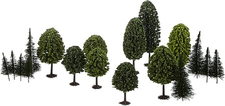 Busch Deciduous/Pine Assortment - pkg(35) HO Scale Model Railroad Tree #6490