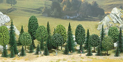 Busch Decid/pine tree asrt  35/ - N-Scale (35)