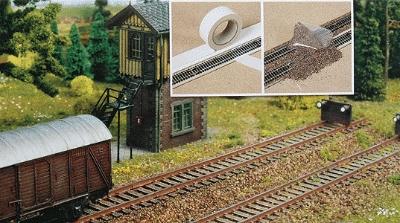 Busch Track Ballast Tape with #7125 Ballast - Double-Faced Z Scale Model Railroad Scenery #7092