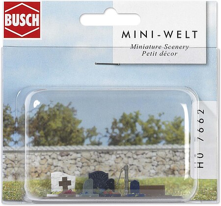 Busch Complete Miniature Scene - Rest in Peace HO Scale Model Railroad Building Accessory #7662